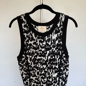 Kate Spade Black and White Floral Midi A-Line Knit Dress